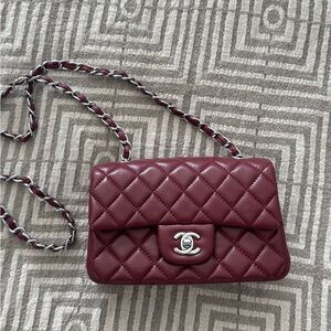 Burgundy Quilted Leather Shoulder Bag